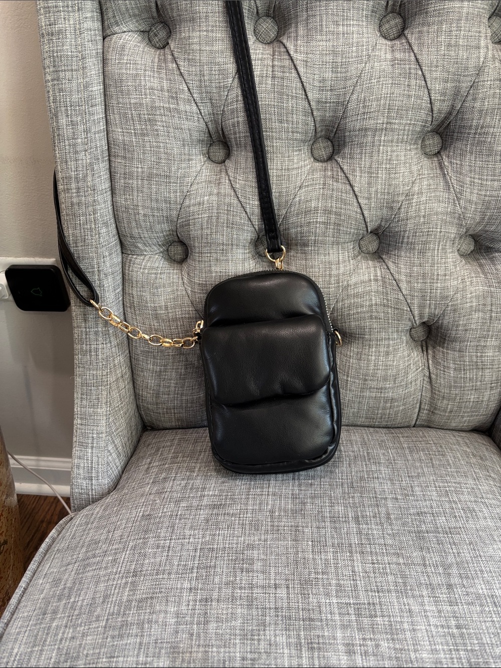 Primark Black Crossbody Bag with Gold Chain Detail